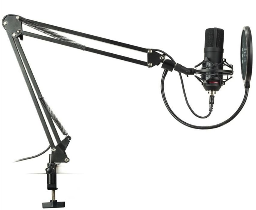 Микрофон со стойкой пантографом поп фильтр звуковая карта звуковое