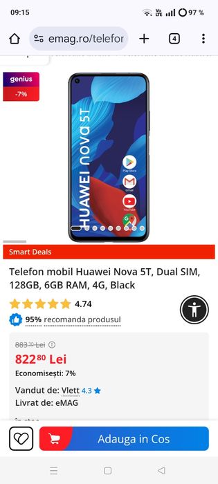 Smartphone Huawei nova 5t,