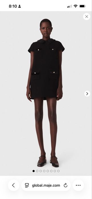 Maje рокля букле със златисти емблематични копчета 2025-26 зима