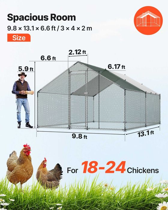 Tarc metalic pentru pasari 3 x 4 x 2 m, otel galvanizat, cu prelata impermeabila si incuietoare, pentru gaini si rate