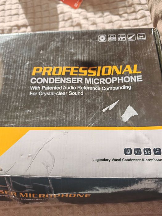 Професионален кондензаторен микрофон+V8K звукова карта-стрий и подкаст