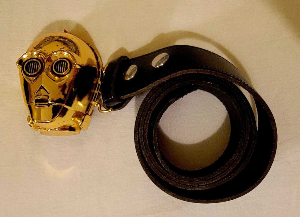 Star Wars C-3PO метална тока с колан от естествена кожа