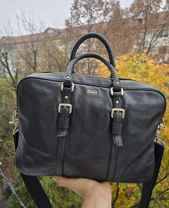 Geanta din piele de vițel Hugo Boss