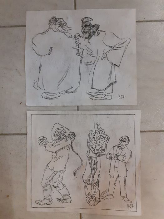 Стари рисунки подписани Стоян Венев,карикатура,картина шарж