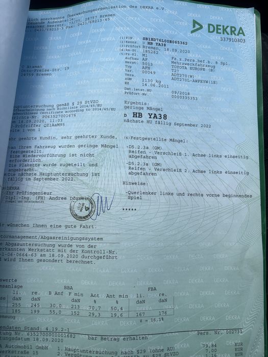 Toyota avensis 2011 /2,0 Diesel 126 Co D4D /Euro 5 -