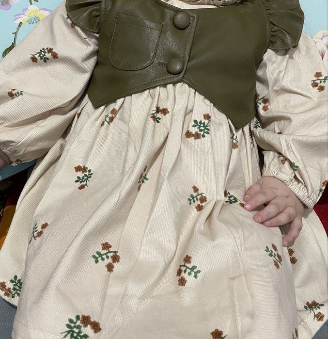 Детская двойка платье + жакетик, размер 80, хаки