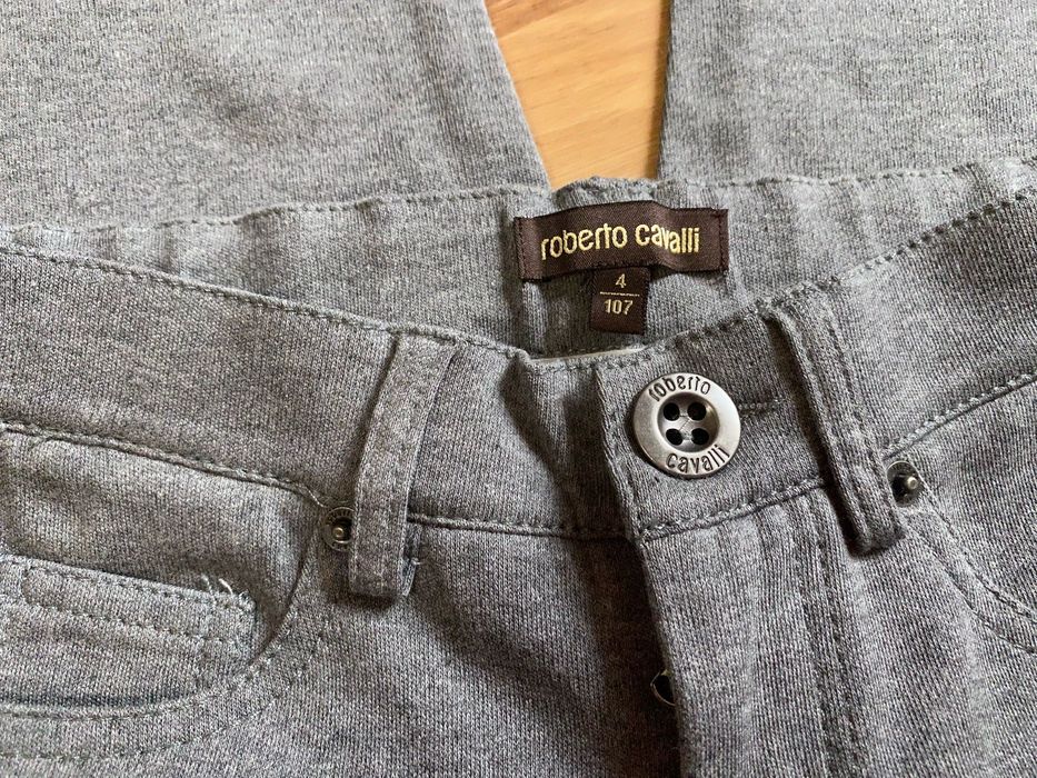 Pantaloni copii Roberto Cavalli baieti bumbac gri 4 ani 107 cm