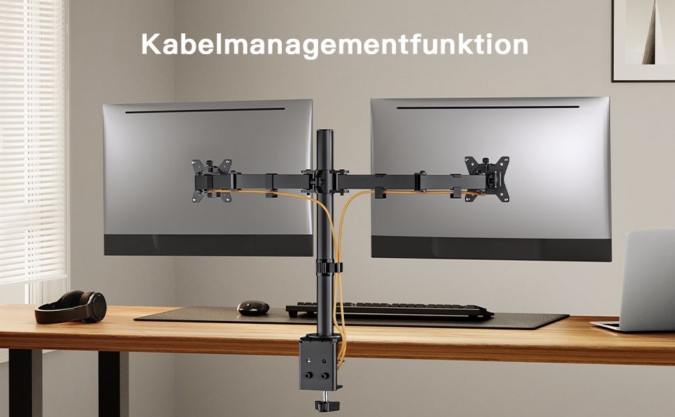 Регулируема стойка за бюро за 2 монитора с C скоба, ErGear