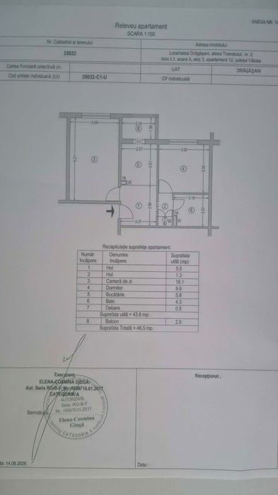 Apartament 2 camere, etaj 3.