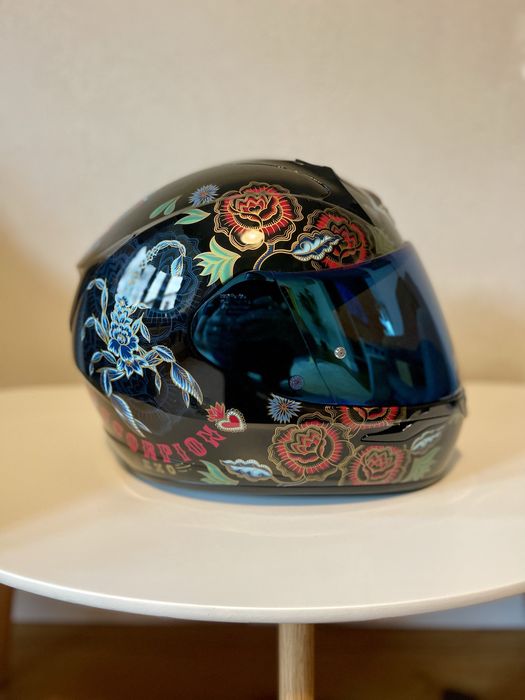 Casca moto scorpion exo 390 marimea S (56cm) viziera clara + albastru