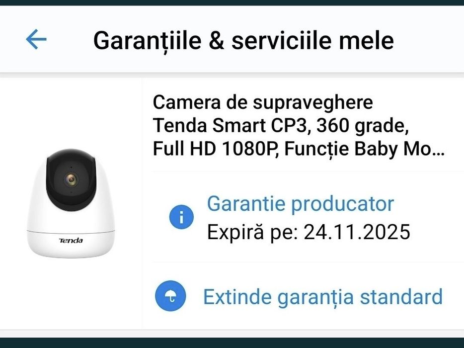 Camera de supraveghere Tenda Smart CP3, 360 grade, Full HD 1080P