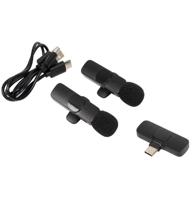 Безжичен клипс микрофон комплект с 2 микрофона и USB-C приемник