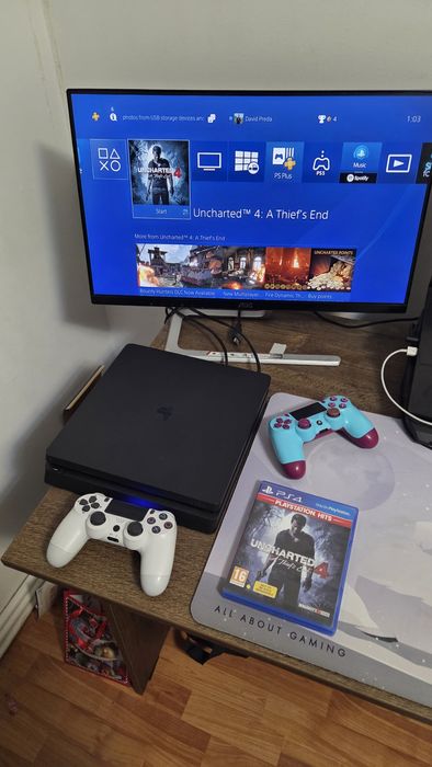 PlayStation 4 Slim 1Tb + 2 Controlere + Uncharted 4