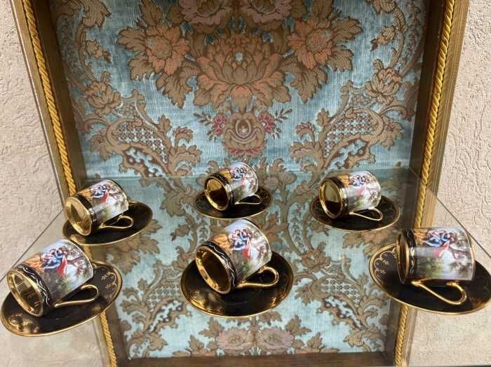 Superb serviciu pt cafea-scene galante-decoruri aur-Belgia