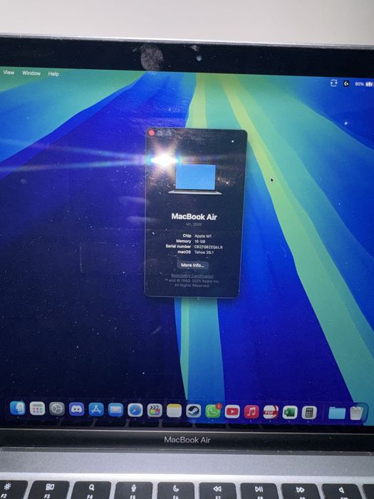 Macbook air M1, 16gb, 85% baterie