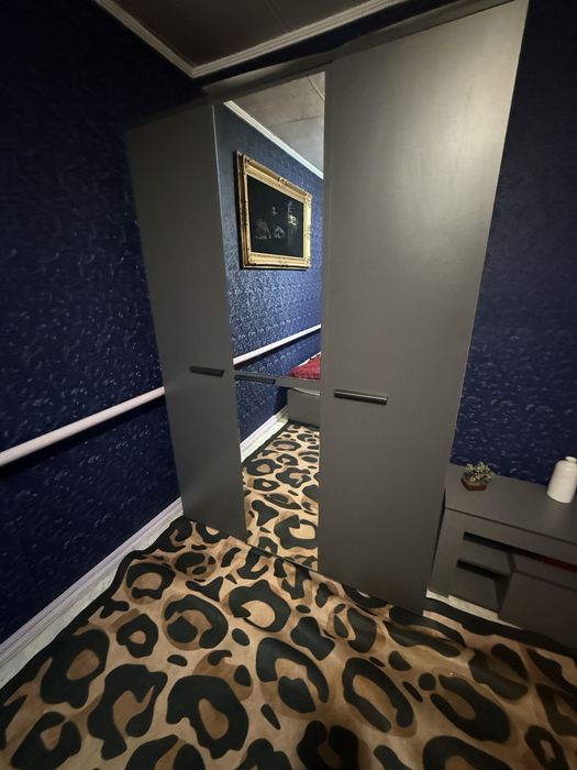 Распашной шкаф серый