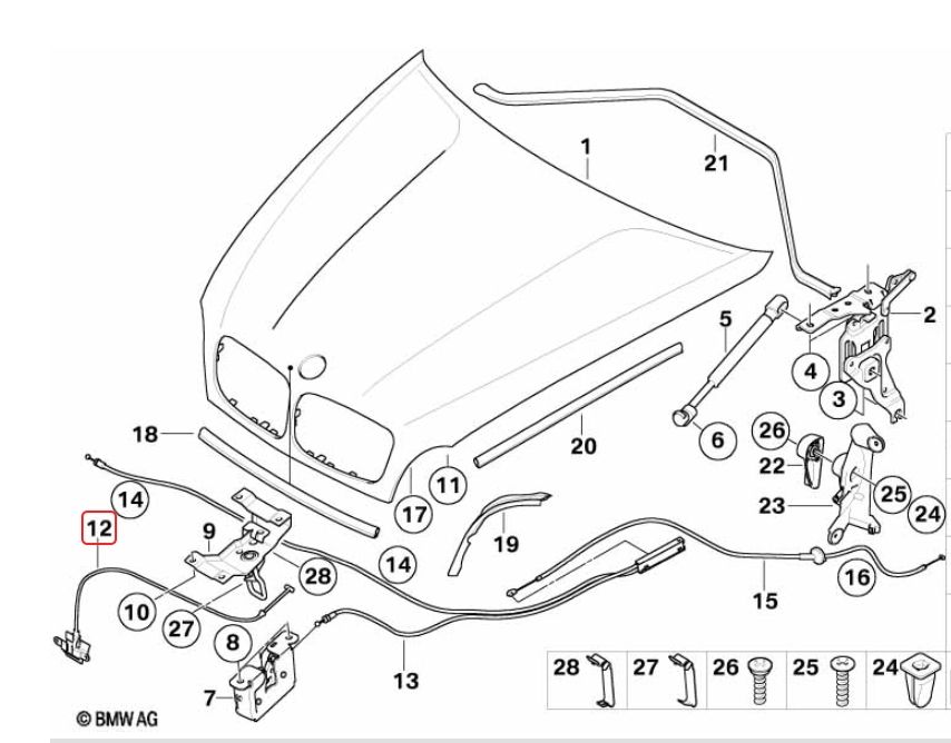 Жило С Дръжка За Освобождаване На Преден Капак Bmw, X5 E70, X6 E71