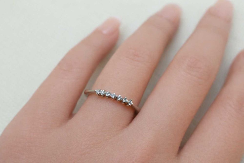 Inel LUX Aur Alb 18K cu 7 Diamante Naturale