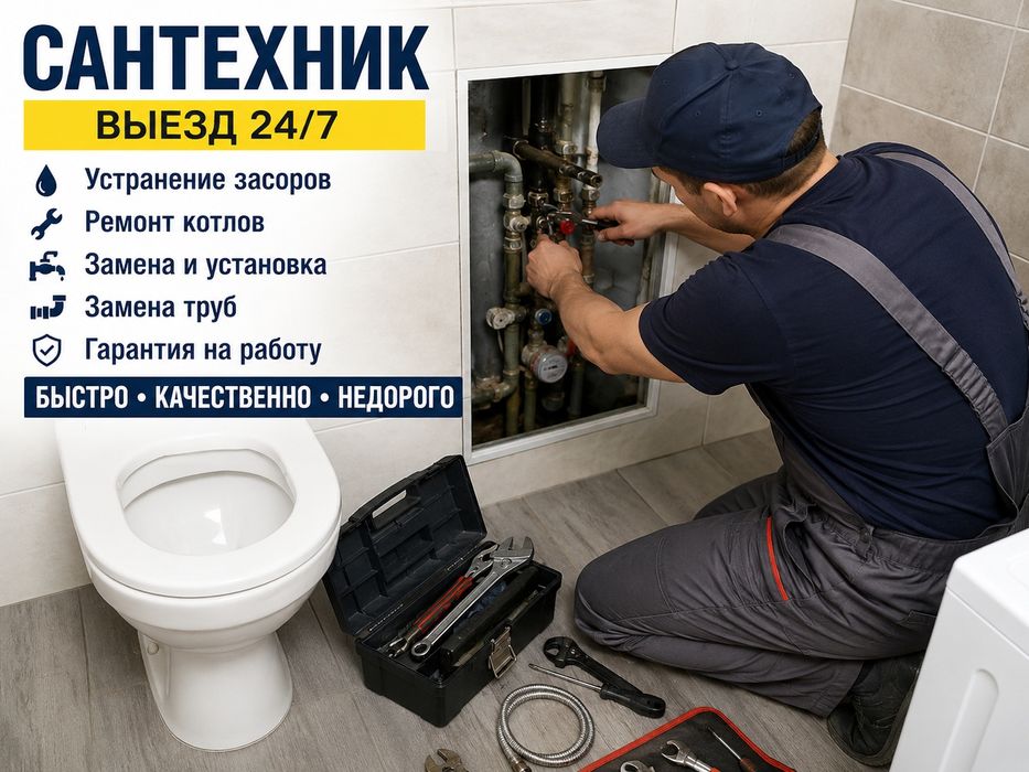 Сантехник/ засор/ Ремонт котлов /круглосуточно. Услуги сантехника 24/7
