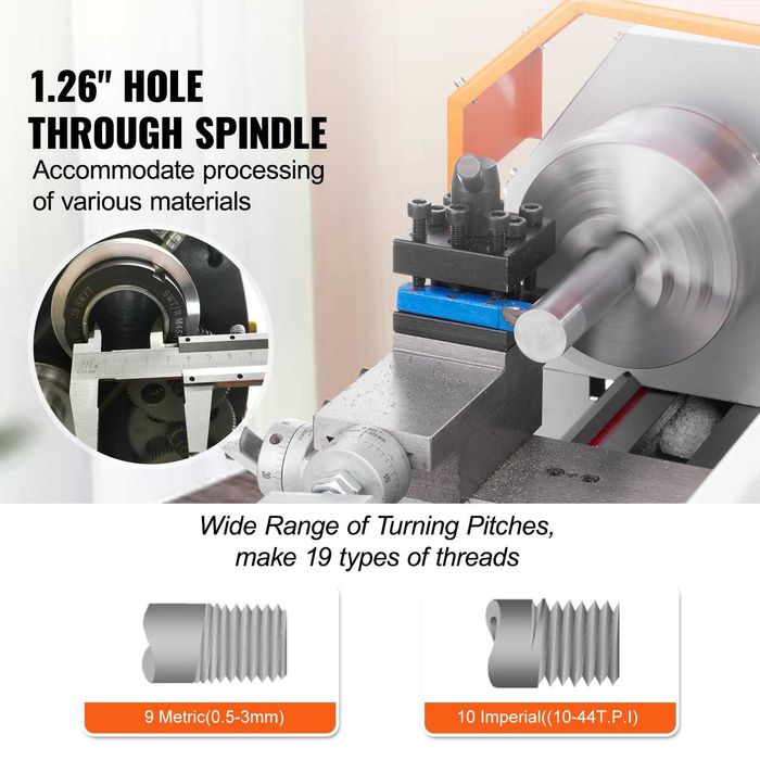 Strung metalic mini 180x400mm, 800W,150-2500rpm,cu mandrină 3-rapoarte
