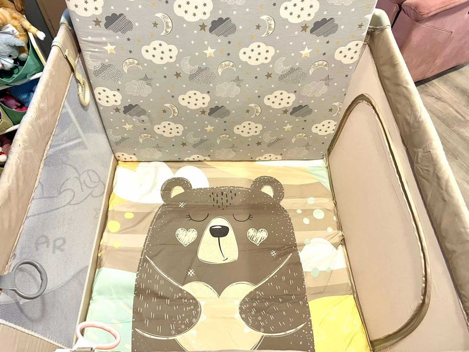 Кошара за игра KikkaBoo - Enjoy, Beige Bear + матрак