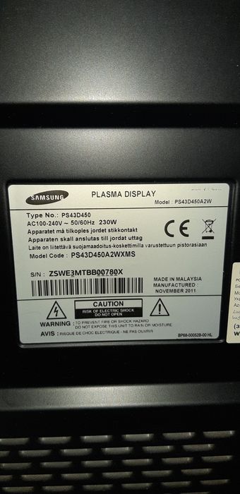 Samsung 43 madel PS43D450 материнская плата