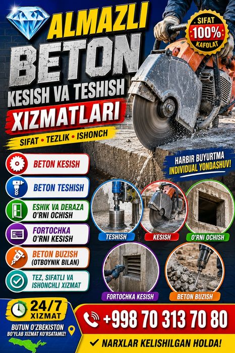 Bet on kesish eshik deraza fortichka ochish xizmatlari