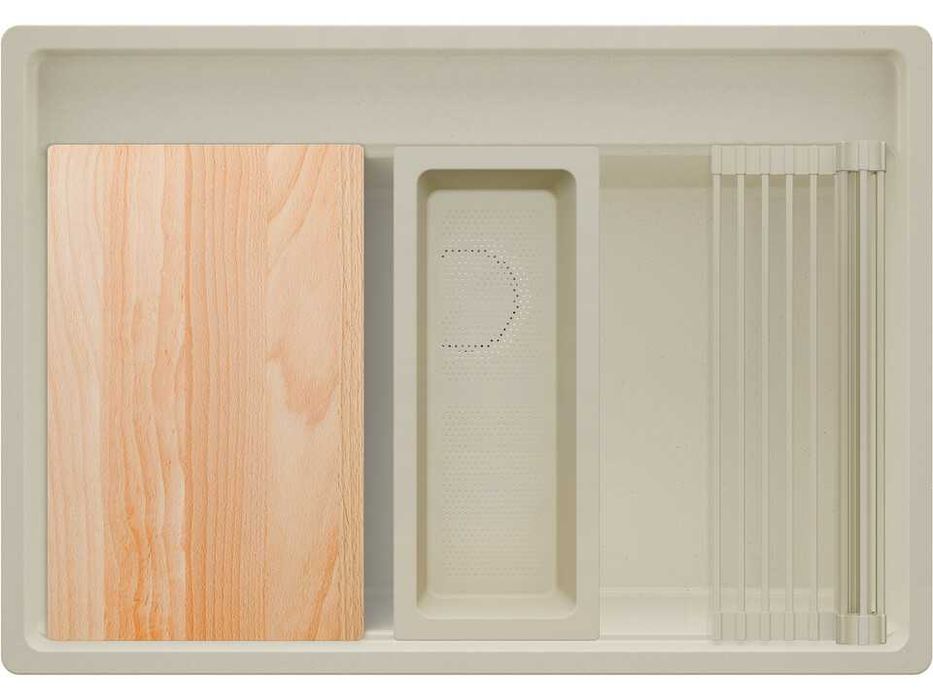 Бежова кухненска мивка за вграждане под плот Берген 80 Low 760x530 мм