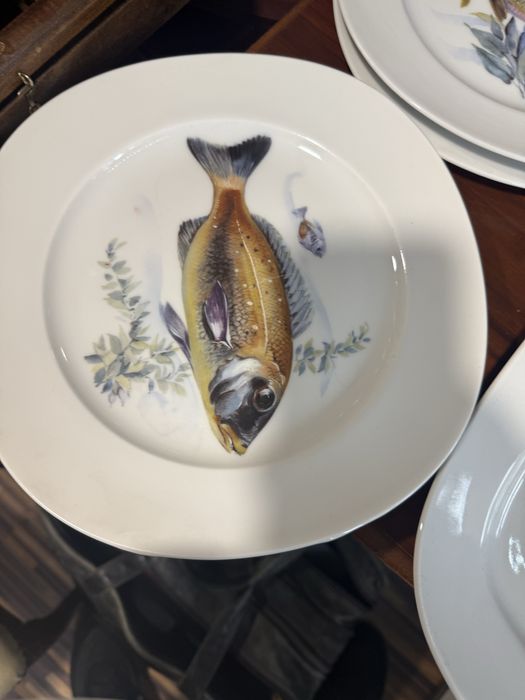 красив немски порцеланов сервиз с рисунки риби