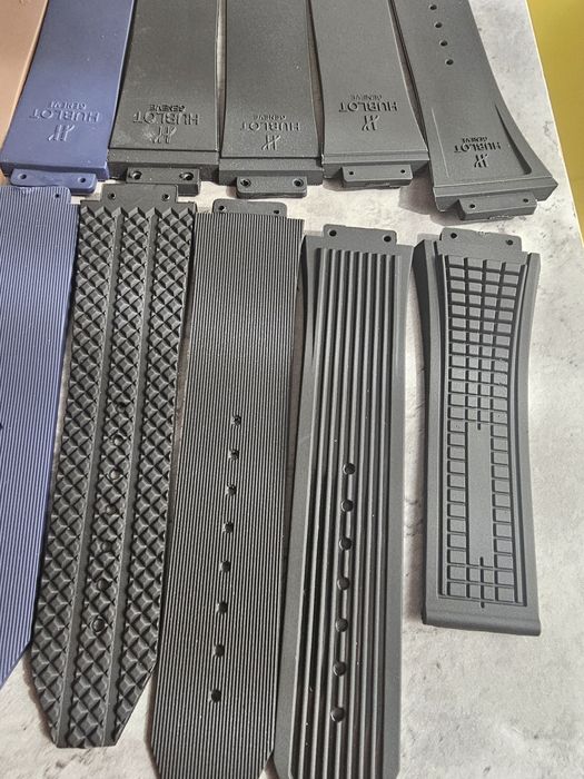 Curea Silicon Hublot maro negru piele striat