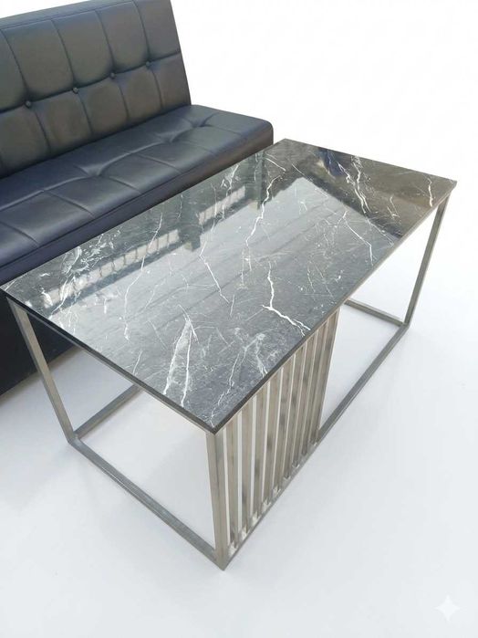 Замонавий дизайнга эга эко кожа диван ва журнал столи тўплами