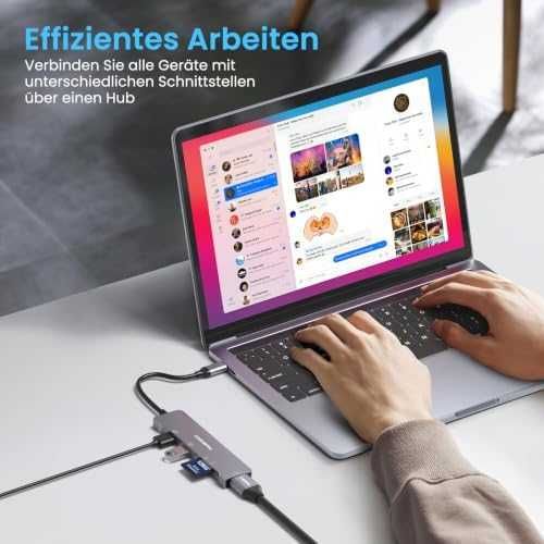 Нов хъб USB C адаптер 5 в 1 HDMI USB 3.0 USB 2.0 SD Micro SD за лаптоп