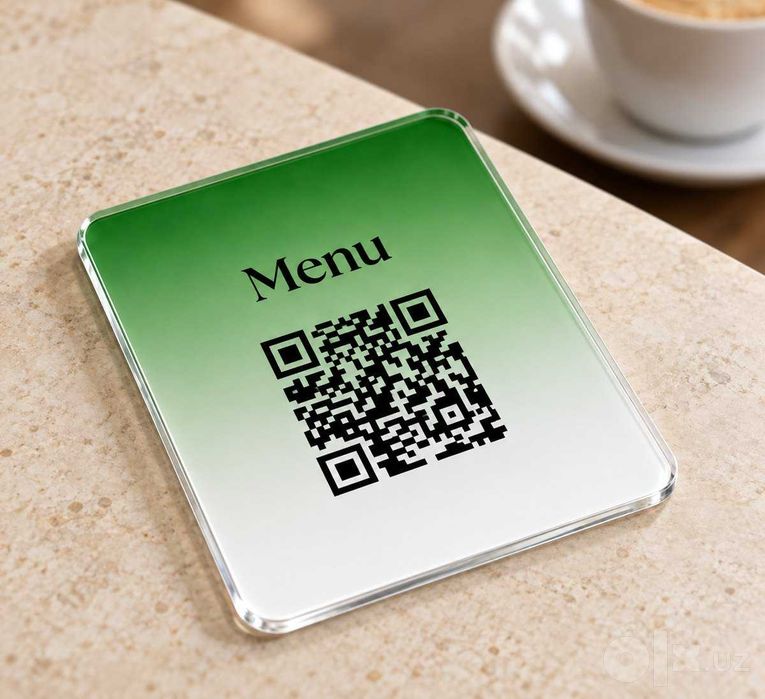 Акриловые QR-таблички Menu 70х80 мм, тираж 150 шт
