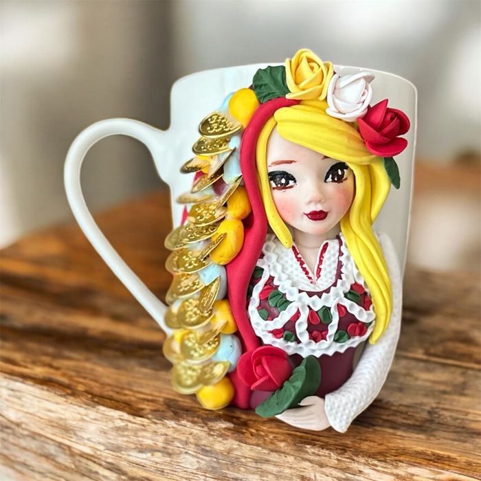 Чаша с декорация от полимерна глина