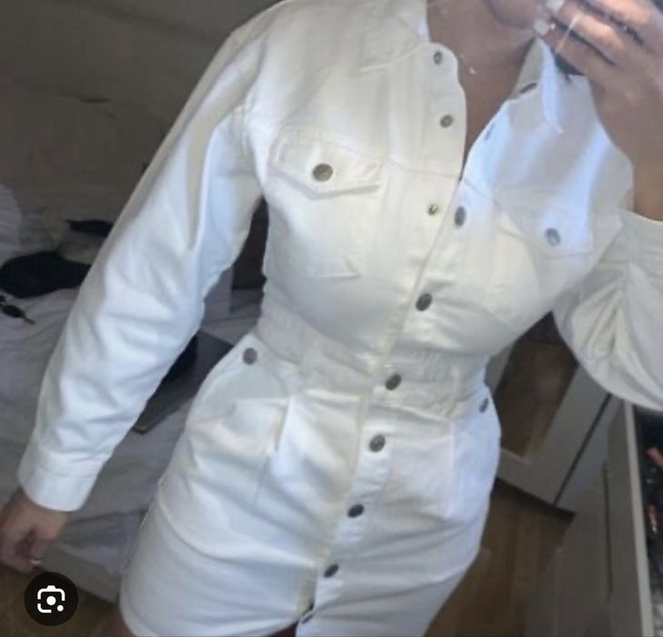 Бяла дънкова рокля Zara