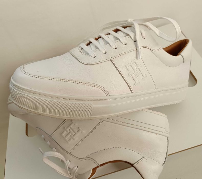 Pantofi sport casual 40 premium Tommy Hilfiger NOI piele naturala moale alb