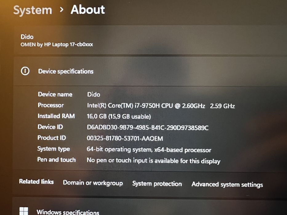 Гейминг лаптоп HP Omen 17.3 RTX 2070