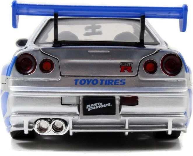 Macheta Auto Scara 1:24 Nissan Skyline GT-R gri/albastru Fast&Furious - 1/24 Jada