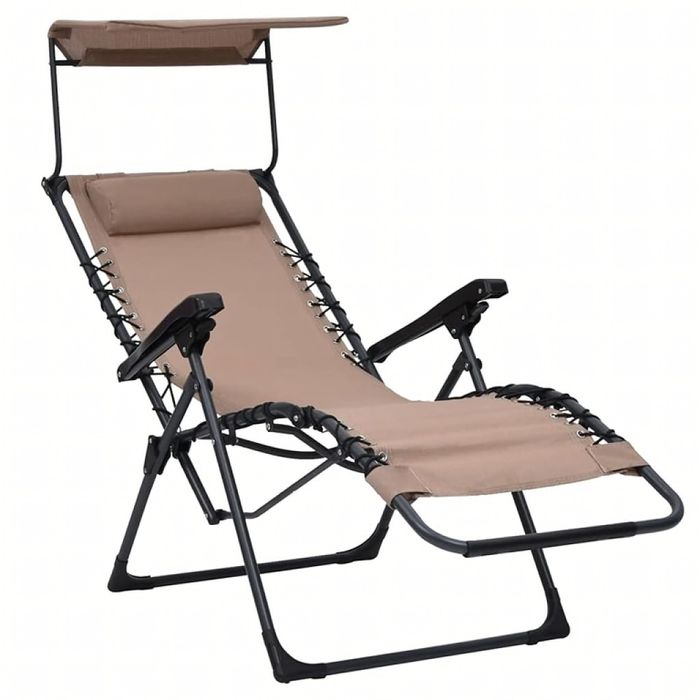 Сгъваем градински шезлонг с нулева гравитация и сенник – комфорт за пъ