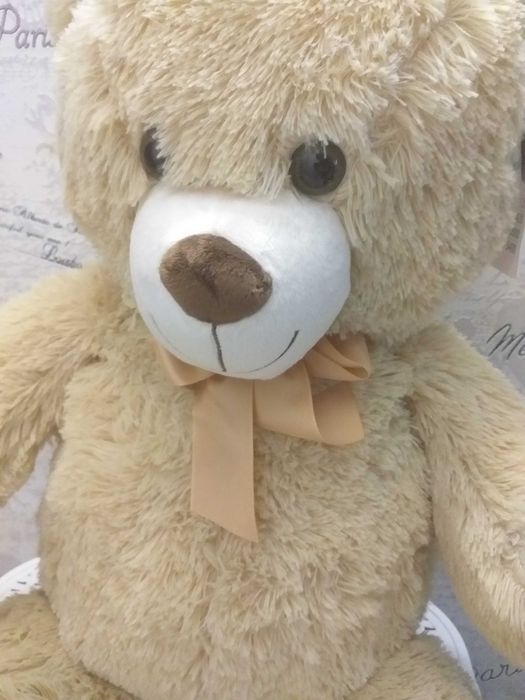 80 см! Голямо плюшено мече с панделка-2 цвята