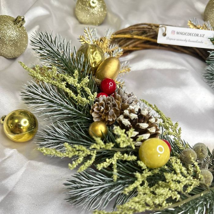 Новогодний декор, венок ручной работы