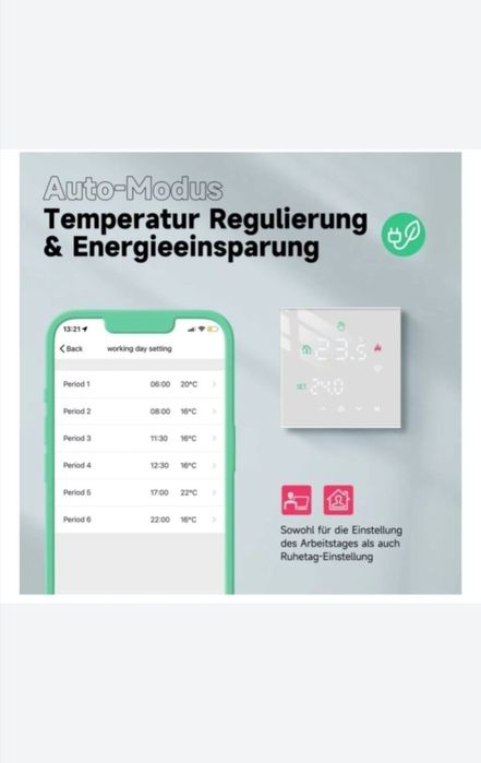 Termostat centrala/încălzire în pardoseală

Beok, Wifi, Tuya