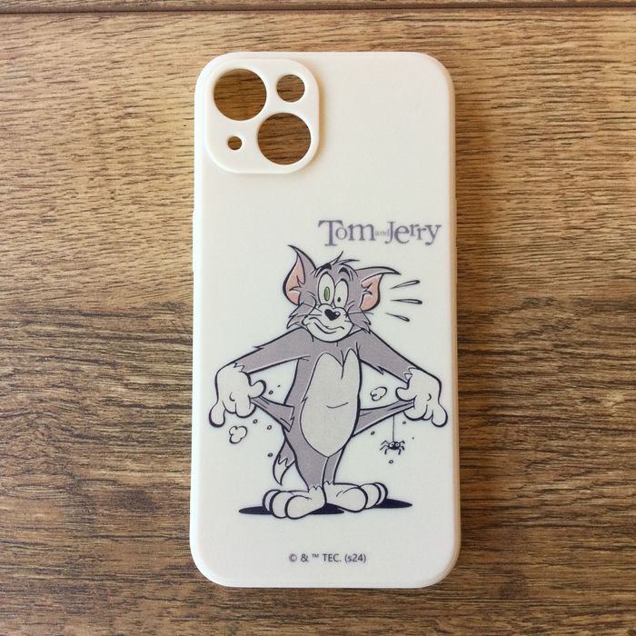 НОВ силиконов бежов калъф / кейс за IPHONE 13 на Tom and Jerry от САЩ