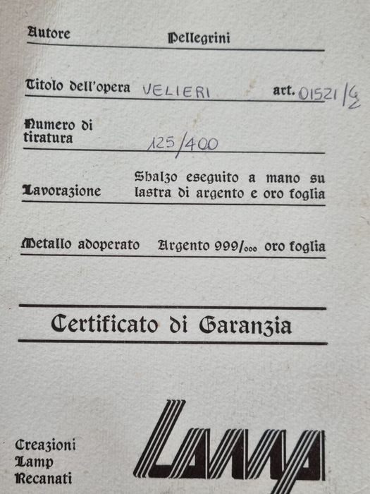 Tablou din argint 999 + foiță de aur,  ediție limitată, certificat .