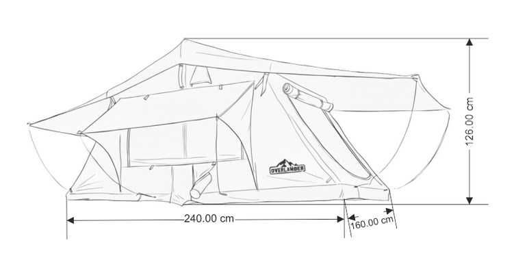 Cort plafon auto Overlander Adventure 2.0, 160 cm, cu sky roof