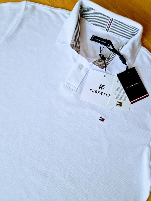 Tricou original alb imaculat ,bumbac, Tommy Hilfiger,logo brodat,import Italia