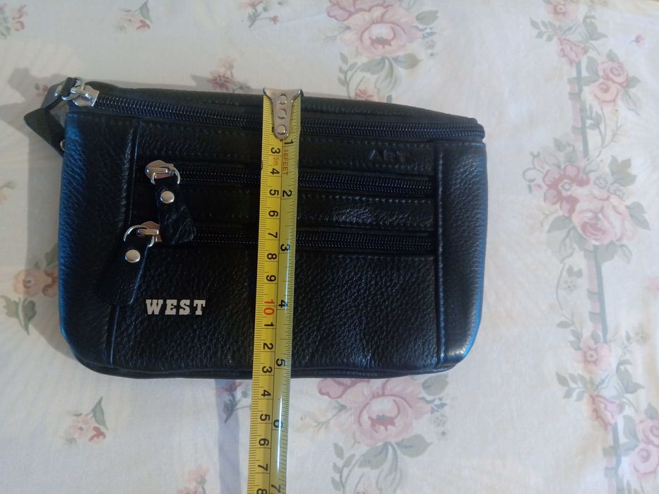 Черна Мъжка Чанта Естествена Кожа за Колан на АРТ93