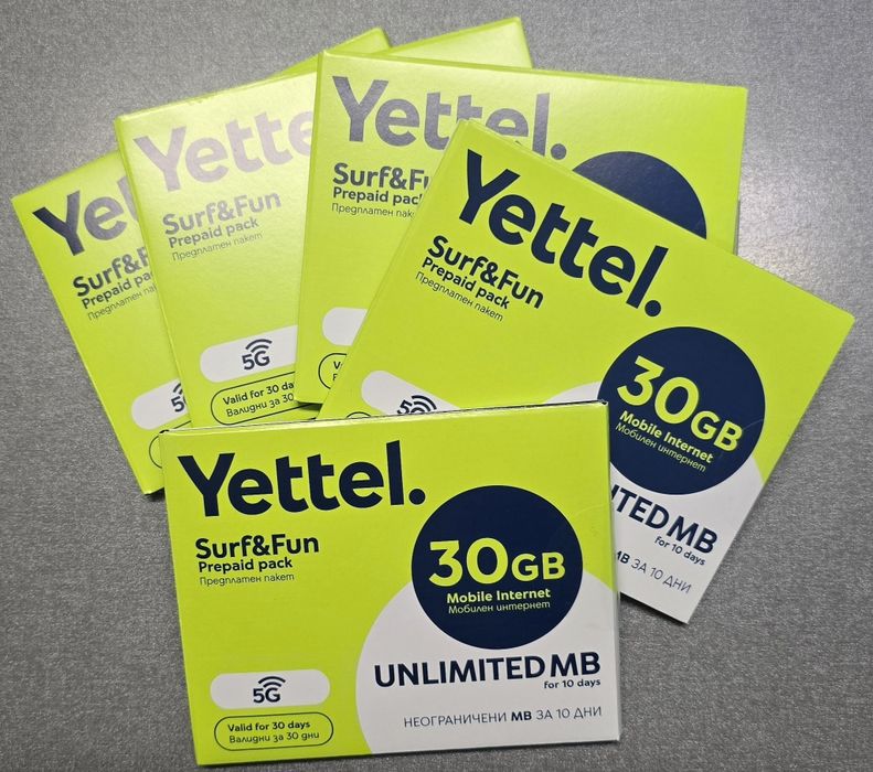 Карта за интернет 30GB Yettel 5G неограничен интернет