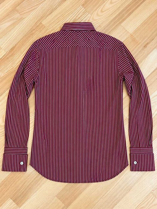 Cămașă Kenzo Homme bărbați mărimea L, 100% bumbac, bordo cu dungi albe, mânecă lungă