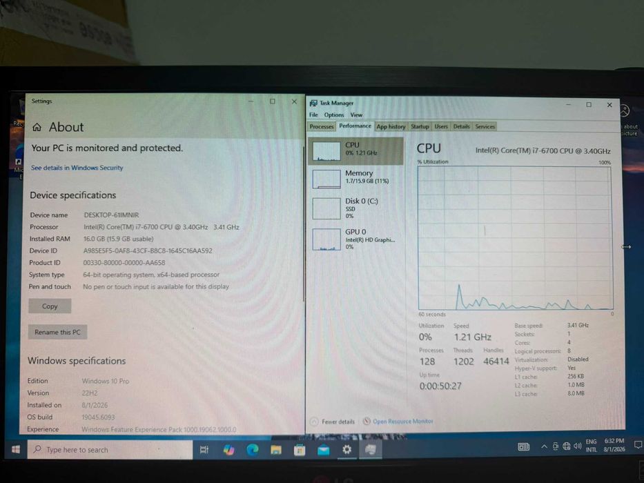 Calculator PC HP ProDesk 600 G2 SFF, i7-6700, 16GB RAM, SSD, Windows 10 Pro licențiat